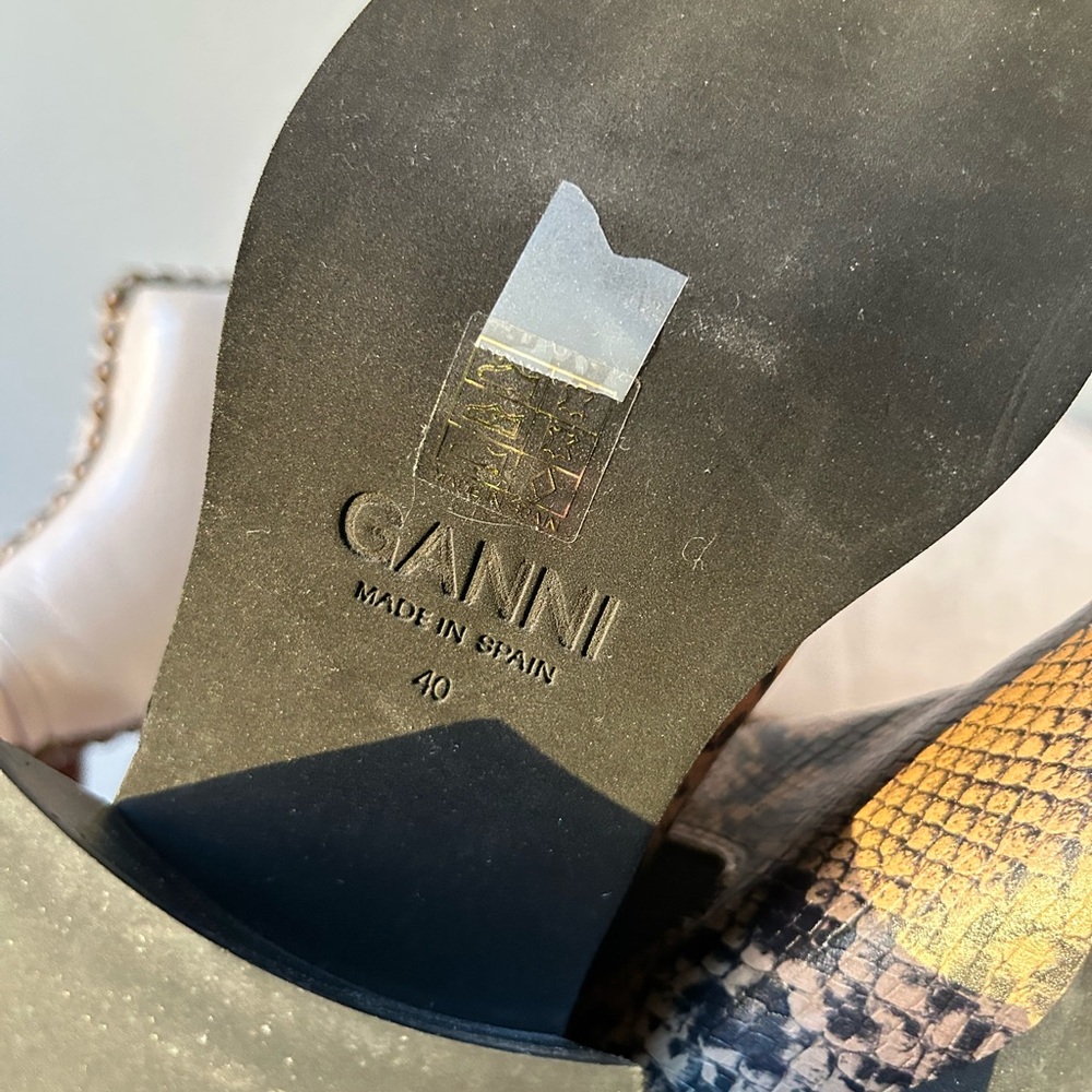 Ganni Snake Print Ankle Boots - Black and Brown - Picture 6 of 6